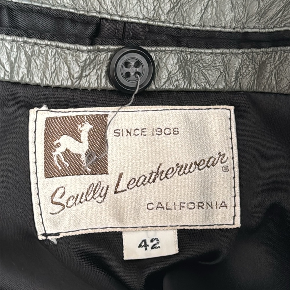 SCULLY Leather‎ Jacket Mens Size 42 Gray Vintage Pockets Western Rodeo Date - Picture 4 of 5